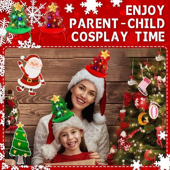 Christmas Light Up Headbands LED Holiday Party Tree Headbands for Women main image 5